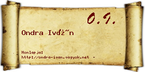 Ondra Iván névjegykártya
